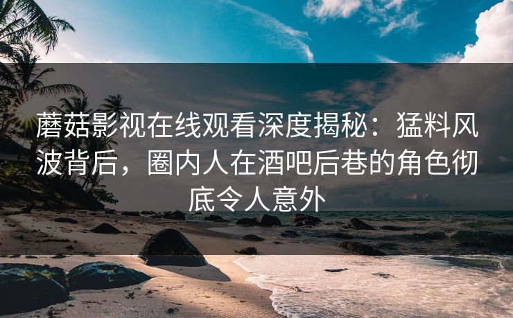 蘑菇影视在线观看深度揭秘：猛料风波背后，圈内人在酒吧后巷的角色彻底令人意外