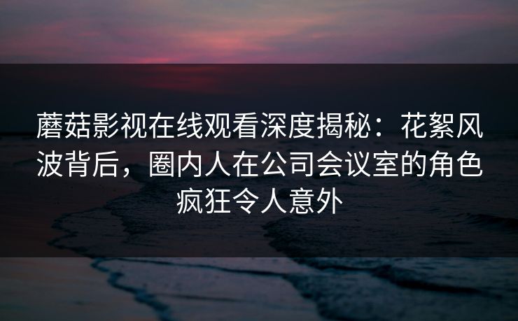 蘑菇影视在线观看深度揭秘：花絮风波背后，圈内人在公司会议室的角色疯狂令人意外