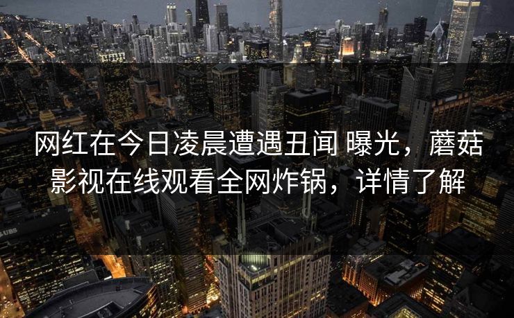 网红在今日凌晨遭遇丑闻 曝光，蘑菇影视在线观看全网炸锅，详情了解