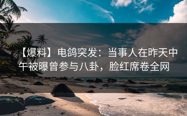 【爆料】电鸽突发：当事人在昨天中午被曝曾参与八卦，脸红席卷全网
